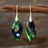 Aretes colgantes de hoja de piedra del Emperador Bohemio nuevos transfronterizos Joyería popular europea y americana Joyería Ins