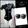Diyi Miao Si Lingerie Sexy com Abertura no Gancho Alta Elasticidade Couro Patentear Brilhante Body para Pole Dance Boate para Mulheres A688