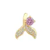 Ouro CobreRosa Diamante Cauda de Peixe Princesa Fashionável Comércio Exterior Transfronteiriço DIY Joias Cobre Zircônia Micro-Incustado Pingente Acessórios