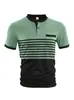 Nueva Camisa Polo Casual para Hombre de Amazon con Bolsillo en el Pecho, Cuello en V, Rayas Abotonadas, Bloques de Color, Camiseta Versátil