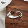 Anillo de plata de ley 925 con forma de sonrisa para mujer, con nicho irregular, personalidad, dulce, ligero, estilo lujoso, textura, anillo para el dedo índice, todo a juego.