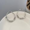 Brincos de prata com diamantes femininos, redondos, torcidos, exagerados, finos, de alta qualidade, grandes brincos, europeus e americanos, fivela de orelha simples