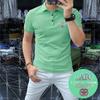 2023 Nueva Moda Camiseta de Manga Corta para Hombre Camisa Polo Solapa Manga Corta Algodón Perla Seda de Hielo de Alta Gama Ropa de Negocios para Hombre
