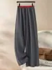 Pantalones de pierna ancha de cachemir de acetato para mujer, moda otoño/invierno, elegantes pantalones rectos de corte ajustado, nuevos pantalones casuales holgados de cintura alta 2026