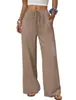 Pantalones Anchos para Mujer con Cordón Elástico en la Cintura y Bolsillos, Ropa de Playa para Vacaciones de Verano, Pantalones Anchos de Vacaciones