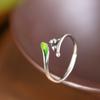 Anillo de plata S925 Rey Ciervo Dorado elegante artístico flor de trompeta Azul Amanecer quemado aretes para mujer traje regalo