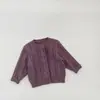 Suéter Infantil Estilo Primavera e Outono Cardigã de Tricô para Bebê Menina Mais Fácil de Combinar Roupas Casuais Infantis Tops Estilo Ocidental Cor Sólida Top
