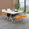 Mesa de Conferencias Plegable, Mesa Larga Móvil y Modular, Escritorio de Oficina para Dos Personas, Mesa y Sillas Plegables para Entrenamiento