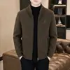 Chaqueta de Otoño e Invierno para Hombres de mediana edad con Cuello Alto, Forro de Felpa y Tejido de Lana Engrosado, Ropa Exterior de Invierno para Padre, Cárdigan con Cremallera para Hombre