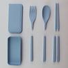 Vajilla plegable degradable, tenedor de paja de trigo, palillos, vajilla portátil, vajilla para estudiantes, logotipo imprimible