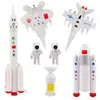 Modelo de cohete de transbordador espacial Adornos para tartas infantiles Decoración para tartas de cumpleaños Adornos de astronauta Planeta astronauta