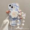 Pintura al Óleo Flores Azules Patrón de Ola Ovalado Adecuado para Funda de Teléfono Huawei Mate40Pro P60/50/40 Antideslizante