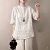 Camiseta de Algodón Lino Color Sólido Dobladillo Dividido Manga Corta Mujer 2026 Verano Nuevo Holgada Casual Versátil Adelgazante Top de Moda
