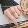 Anillo para el Dedo con Doble Anillo Doble Diamante Abierto para Mujer 2024 Nuevo Anillo Ligero de Lujo Regalo