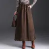 Saia Elegante com Renda Floral em Linha A para Mulheres, Nova Saia Longa Flare de Cintura Alta para Outono 2026, Estilosa