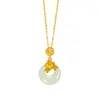 Collar Colgante de Paz de Jade Hotan Serie Diosas de las Doce Flores Plata de Ley S925 Colgante de Jade Incrustado Estilo Chino Nuevo Cadena para Clavícula