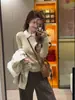 Tejido de terciopelo Andy, suéter de punto con cuello polo, nuevo estilo otoño/invierno, top básico para mujer, suéter interior de color block estilo francés