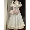 Vestido Manto Lolita Elegante para Jovem Lolita Vestido Longo de Fada Lolita com Laço Cintura Marcada Vestido Princesa Bufante