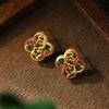 Transfronteiriço Temu Hot Sale Novo Esmalte Chinês Cloisonne Bolo Niche Design Ins Light Luxo Brincos de Agulha de Prata para Mulheres