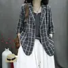 2026 Artístico Fresco Holgado Corto Texturizado Cuadros Solapa Única Pequeño Traje Versátil Chaqueta Pequeña
