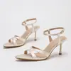 Sandalias de Tacón de Aguja Abiertas Estilo Retro Francés para Mujer, Zapatos Elegantes de Tacón Alto para Verano, Suministro Directo de Fábricas de Comercio Exterior