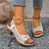 Comercio Exterior 2026 Otoño Nuevas Sandalias de Cuña con Plataforma Gruesa para Mujer Sandalias de Cuña Peep-Toe Talla Grande Transfronterizas
