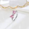 S925 Sterling Silver Pink Zircon Bow Open Ring Elegante All-match Bow Ring Personalizado Jóias Modernas