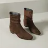 Botas de gamuza estilo retro, que aumentan la altura, botas tipo Martin para mujer, nueva colección otoño/invierno 2026, botines estilo western, botas de ajuste ceñido, botines