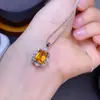 Pingente de Citrino Natural Puro Não Piezoelétrico Cor Assada Forte Fortuna Prata 925 Incrustado com Precisão Pedra Principal 7*9mm
