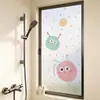 Pegatinas de Vidrio para Baño de Dibujos Animados, Película Translúcida Opaca Esmerilada para Ventana, Pegatinas Anti-Espionaje para Puerta de Baño