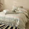 Juego de Cuatro Piezas de Algodón de Fibra Larga de Lujo Ligero de Gama Alta, Funda de Edredón Botonada de Borde Ancho 100% Algodón, Sábana Bajera de Algodón Puro, Ropa de Cama para Todas las Estaciones