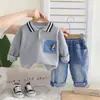 2025 Nuevo Conjunto de Dos Piezas de Moda para Niños Primavera y Otoño con Bolsillo de Perro y Mangas Largas Sudadera de Otoño de Moda para Niños Conjunto de Manga Larga