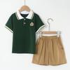 Uniforme escolar de verão para alunos do ensino fundamental, terno de verão para jardim de infância, terno de verão para formatura, terno para fotos, terno de classe infantil verde