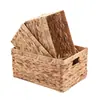 Cesta de Almacenamiento Tejida de Hierba de Calabaza con Asa, Cesta de Almacenamiento de Ratán con Borde de Flores, Gabinete de Mesa de Centro de Escritorio