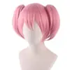 Cosplay Anime Chica Mágica Madoka Cabello Corto Peluca Kaname Madoka Lolita Pieza de Cabello Doble Cola de Caballo