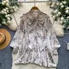 Camisa Estilo Dulce Francés con Estampado Floral para Mujer, Otoño 2026, Cárdigan Holgado Retro Maduro, Top para el Trabajo