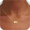 Amazon Transfronterizo Europeo y Americano Nuevo Capital Inglés 26 Letras Colgante de Corazón Collar de Acero Inoxidable Regalo de Vacaciones para Mujer