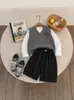 Nuevo Chal de Punto Coreano con Cuello en V para Niños Pequeños Otoño 2026, Chal de Punto Suelto y Versátil para Niños, Ropa de Moda