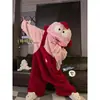 Pijama de Coral Fleece para Mujer, Engrosado y Forrado de Polar, Estilo de una Pieza, Ropa de Casa de Dibujos Animados de Calabaza para Otoño e Invierno, con Cremallera, Se Puede Usar Afuera, Estilo Largo