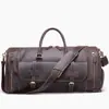 Bolsa de Viaje para Hombre de Cuero Crazy Horse Transfronteriza Bolsa de Lona Gran Capacidad Multiusos Bolsa de Equipaje con Compartimento Independiente para Zapatos