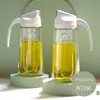 Botella de Aceite a Prueba de Fugas, Olla de Aceite de Vidrio Antiderrames, Apertura y Cierre Automáticos, Juego de Botellas de Condimentos para Salsa de Soja y Vinagre de Gran Capacidad para el Hogar
