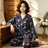 Pijama francés reductor de edad para mujer, nuevo para primavera y otoño, simple, con puntos de ola, manga larga, pantalones de seda helada, ropa de casa, traje de moda, venta al por mayor