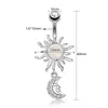 Joia Piercing Cruzada Europeia e Americana Nova Moda Simples Chama Lua Incrustada de Diamante Pingente de Lua Anel para Umbigo Prego para Umbigo