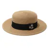 Sombrero de paja de primavera y verano con pimienta Sombrero tejido retro europeo y americano para mujer sombrero sombrero ala ancha protector solar parasol sombrero plano