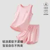 Traje sin mangas de Lyocell para niños, Chaleco y shorts finos de verano para niños, Ropa suave para casa para niñas, Pijamas para bebé