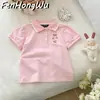 [Casa Rosa] Polo de Manga Corta para Niños, Nuevo Estilo de Verano, Tops Estilo Preppy para Niños, Estilo Veraniego, Estilo Coreano