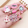 Liga de Zinco Vermelho Rosa Pingente de Halloween Fantasma Caveira Batom Charme Brincos Chaveiro DIY Acessórios de Joias