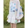 Falda Corta Blanca Tipo Pastel para Mujer, Verano Delgada 2026 Nueva Falda Abullonada de Cintura Alta Estilo Universitario, Falda Midi de Línea A para Personas Petites