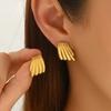 Aretes de Alas de Oro de 18K Transfronterizos Europeos y Americanos Moda OL Viento Maduro Irregular Geométrico Trapezoidal Rayado Pendientes Pendientes
