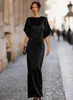 Vestido de Noche Elegante Francés con Caída, Estilo Nuevo Transfronterizo Europeo y Americano 2026, Vestido Largo Ceñido con un Aspecto Refinado